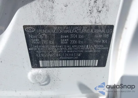 2019 Hyundai Elantra Sel from USA, damaged, VIN 5NPD84LF2KH431317